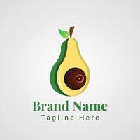 Avocado Camera Logo, combination of camera and Avocado fruit vector