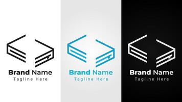 Code Book Logo, combination of code symbol forms the book logo vector
