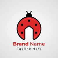 Ladybug Service Logo, combination of Bug insect animal and Wrench vector