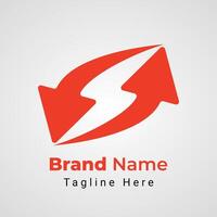 Bolt Light Arrow Logo, combination logo of two arrow arranged to form bolt light negative space vector