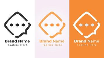 Code Chat Logo, Elegant and simple code symbol forms the negative space of the chat. Can be used as media brand identity or technology logo vector