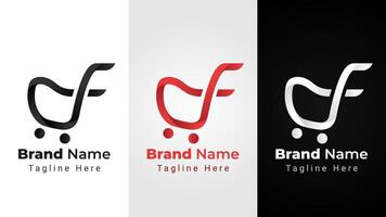 Letter df Trolley Logo, Elegant and simple logo of letter d and f arranged that forms trolley for shop vector
