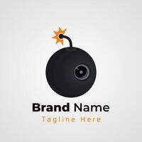 Bomb Camera Logo, combination of bomb and camera vector