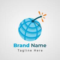 Bomb Globe Logo, combination of bomb and globe sphere vector