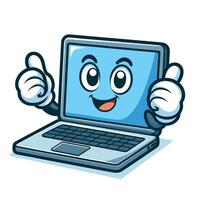 Smiling Laptop with Business and Technology Mascot Concept vector