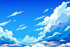 An anime style illustration of clouds in the sky vector