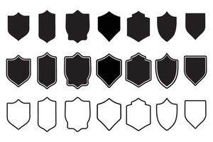Shield icon set shield security line icons. Badge quality symbol. vector