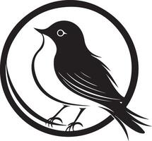 a black and white bird in a circle vector