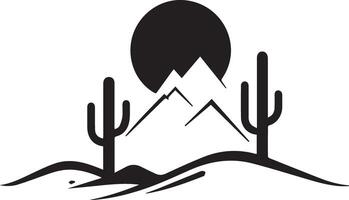 a desert landscape with cactus and mountains vector