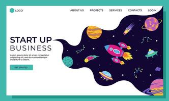 Start up business template for landing page and web design. vector