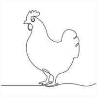 Continuous single line drawing of chicken chicken hen simple outline style illustration vector