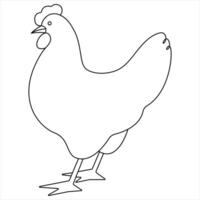 Chicken hen single line continuous single line art vector