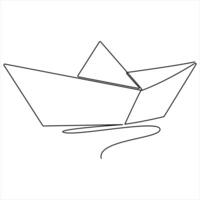 Continuous Paper boat one line continuous single line art vector