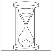 Continuous single line drawing of hourglass with flow sand Retro timer as time passing concept design sketch outline style illustration vector