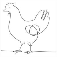 Continuous single line art drawing of chicken hen simple line art design illustration vector