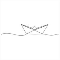 Continuous Paper boat one line continuous single line art illustration vector
