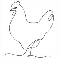 Chicken hen single line continuous single line art vector