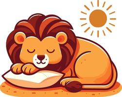 A cartoon lion sleeping on a pillow vector