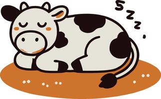 A cartoon cow sleeping on the ground vector