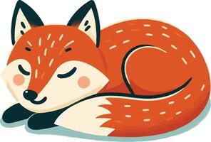 A cartoon fox sleeping on its side vector