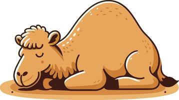 A cartoon camel lying down on the ground vector