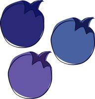 Blueberry. Hand drawn graphic style. Isolated illustration in three colors, transparent background vector