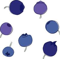 Blueberry lonely set hand drawn graphic outline sketch doodle illustration collection. design for coloring book page vector