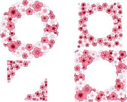 Sakura cherry blossom circle round frame set. graphic templates on transparent background vector