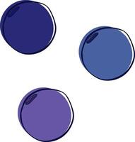 Graphic line raw isolated ripe blueberry berry. plump bilberry, isolated on transparent background in three colors set vector