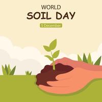 illustration graphic of a pair of hands picked up the soil in the field, perfect for international day, world soil day, celebrate, greeting card, etc. vector