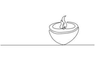 Continuous one line drawing oil lamp vector