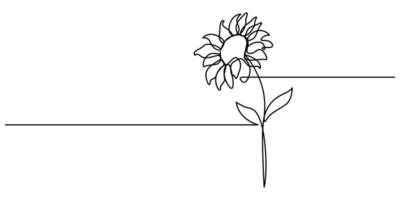 Continuous one line drawing of sunflower vector
