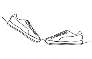 Illustration of sport shoes in continuous line art vector