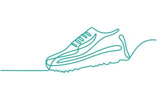 Continuous one line drawing of simple trendy sport shoes vector