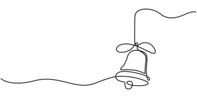 One continuous line drawing jingle bells vector