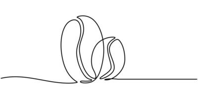 Coffee Bean Single Line Icon Continuous Drawing Illustration vector