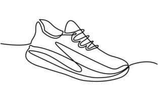 continuous drawing of shoes in one line draw art illustration vector