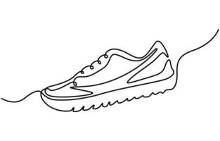 Continuous One Line Drawing illustration of shoes isolated on white background vector