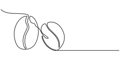 Coffee beans continuous one line hand drawing vector