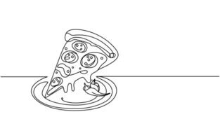 Pizza Continuous One Line Drawing Icon Illustration vector