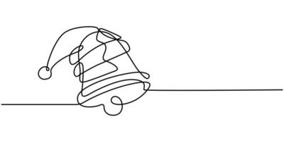 Christmas bell in continuous line drawing on white background Stock illustration vector