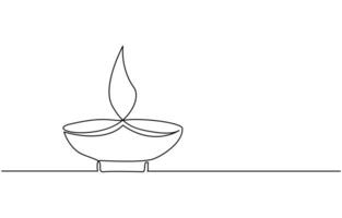 One line of candle diwali isolated on white background vector