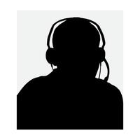 silhouette of a man with headphones on a white background. vector