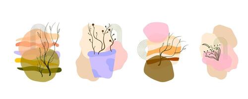 set pastel boho badge colorful minimalis design vector