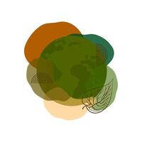 Ecology concept. planet earth with leaves and circles. vector