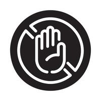 no stopping Glyph Icon White Background vector