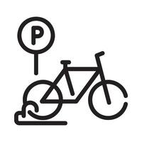 bicycle parking Line Icon White Background vector