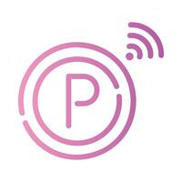 parking Line Gradient Icon White Background vector