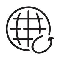 globe Line Icon White Background vector