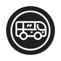 bus Glyph Icon White Background vector
